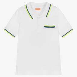 Sunuva-Boys White Cotton Piqué Polo Shirt  | Childrensalon Outlet