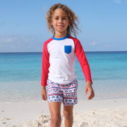 Sunuva-Boys White Palm Tree Swim Shorts | Childrensalon Outlet