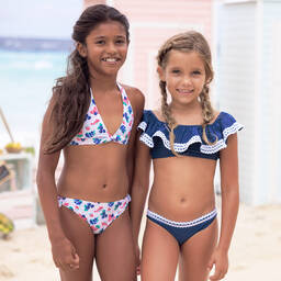 Sunuva-Girls Blue Ruffle Bikini | Childrensalon Outlet