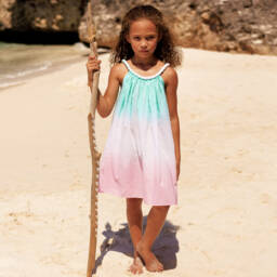 Sunuva-Розово-голубое платье из хлопка с эффектом омбре для девочек | Childrensalon Outlet