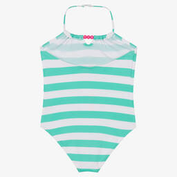 Sunuva-Girls Green Striped Swimsuit (UPF 50+) | Childrensalon Outlet