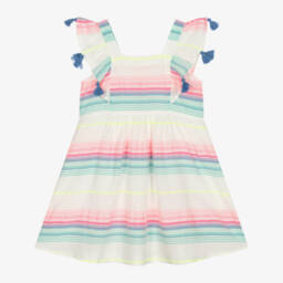 Sunuva-فستان مزيج قطن مقلم لون أبيض وزهري | Childrensalon Outlet