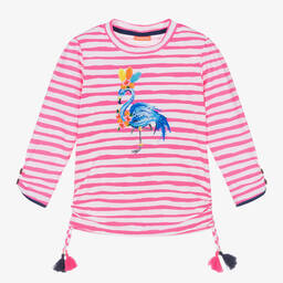 Sunuva-Girls Pink Stripe Flamingo Swim Top  | Childrensalon Outlet