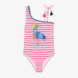 Sunuva-Girls Pink Stripe Flamingo Swimsuit | Childrensalon Outlet