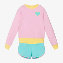 Sunuva-Girls Pink Towelling Shorts Set | Childrensalon Outlet