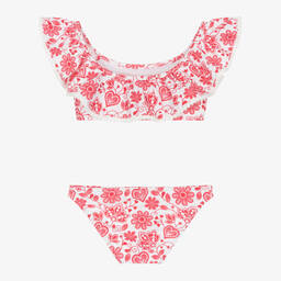 Sunuva-مايو بيكيني لون أحمر بطبعة ورود للبنات | Childrensalon Outlet
