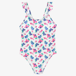 Sunuva-Girls White & Pink Berries Swimsuit | Childrensalon Outlet