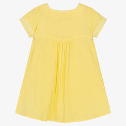 Sunuva-Girls Yellow Cotton Embroidered Dress | Childrensalon Outlet