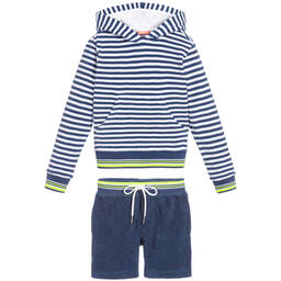 Sunuva-Navy Blue Towelling Shorts Set | Childrensalon Outlet
