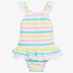 Sunuva-مايّو لون أبيض مقلم للمولودات +UPF50 | Childrensalon Outlet