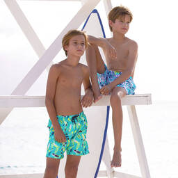 Sunuva-Сине-зеленые шорты для плавания (UPF50+) | Childrensalon Outlet