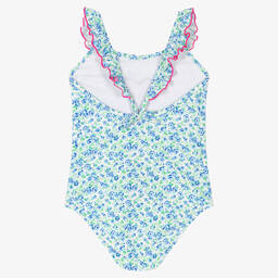 Sunuva-Teen Girls Blue Floral Heart Swimsuit | Childrensalon Outlet