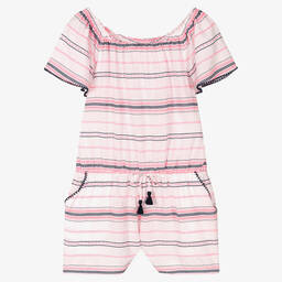 Sunuva-Teen Girls White & Pink Striped Playsuit | Childrensalon Outlet