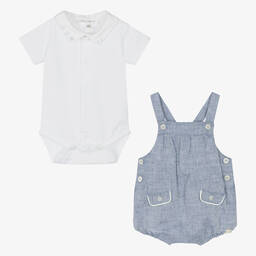 Tartine et Chocolat-طقم دانغريز قطن وكتان لون أزرق للمواليد | Childrensalon Outlet