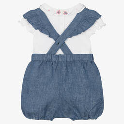 Tartine et Chocolat-Белая футболка и синий полукомбинезон | Childrensalon Outlet