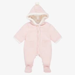 Tartine et Chocolat-Baby Girls Pink Cotton Knit Pramsuit | Childrensalon Outlet