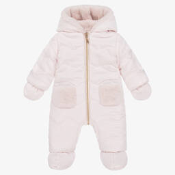 Tartine et Chocolat-Baby Girls Pink Reversible Snowsuit | Childrensalon Outlet