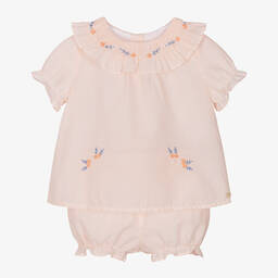 Tartine et Chocolat-Baby Girls Pink Striped Shorts Set | Childrensalon Outlet