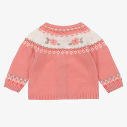 Tartine et Chocolat-كارديغان مزيج صوف وكشمير محبوك لون زهري | Childrensalon Outlet