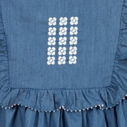 Tartine et Chocolat-Синее платье из хлопкового шамбре | Childrensalon Outlet