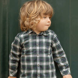Tartine et Chocolat-Blue & Green Check Cotton Shirt | Childrensalon Outlet
