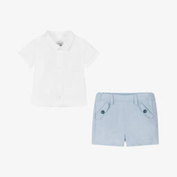 Tartine et Chocolat-Boys Azure & Ivory Linen Ensemble | Childrensalon Outlet