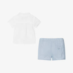 Tartine et Chocolat-Boys Azure & Ivory Linen Ensemble | Childrensalon Outlet