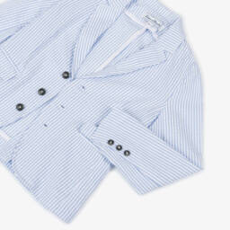 Tartine et Chocolat-جاكيت صبياني مخطط بلون أزرق سماوي من قماش سييرساكر | Childrensalon Outlet