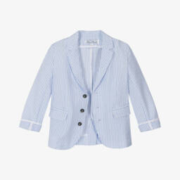 Tartine et Chocolat-جاكيت صبياني مخطط بلون أزرق سماوي من قماش سييرساكر | Childrensalon Outlet