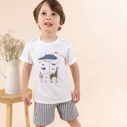 Tartine et Chocolat-Синие хлопковые шорты в полоску | Childrensalon Outlet