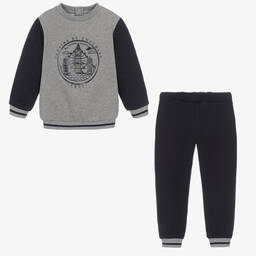 Tartine et Chocolat-Серо-синий спортивный костюм из хлопка | Childrensalon Outlet