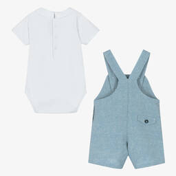 Tartine et Chocolat-طقم شورت دانغريز قطن وكتان لون أزرق | Childrensalon Outlet