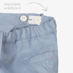 Tartine et Chocolat-طقم بنطلون أطفال ولادي كتان لون أزرق وأبيض | Childrensalon Outlet