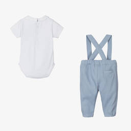 Tartine et Chocolat-طقم بنطلون أطفال ولادي كتان لون أزرق وأبيض | Childrensalon Outlet