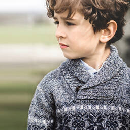 Tartine et Chocolat-كنزة أطفال ولادي صوف مارينو لون أزرق | Childrensalon Outlet