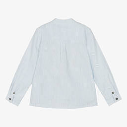 Tartine et Chocolat-قميص قطن وكتان مقلم لون أزرق للأولاد | Childrensalon Outlet