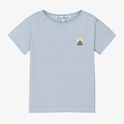 Tartine et Chocolat-Boys Blue Striped Cotton T-Shirt | Childrensalon Outlet