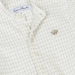 Tartine et Chocolat-Boys Elegant Ivory & Green Shirt | Childrensalon Outlet