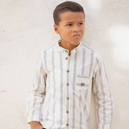 Tartine et Chocolat-طقم بنطلون قطن بوبلين لون عاجي وأزرق | Childrensalon Outlet