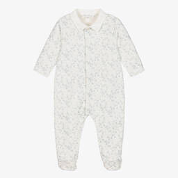 Tartine et Chocolat-Кремово-голубой велюровый комбинезон | Childrensalon Outlet