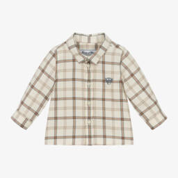 Tartine et Chocolat-Boys Ivory Plaid Cotton Shirt | Childrensalon Outlet