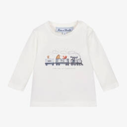 Tartine et Chocolat-Boys Ivory Train Cotton Tee | Childrensalon Outlet
