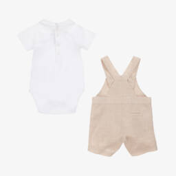 Tartine et Chocolat-Boys Linen Beige Dungaree Ensemble | Childrensalon Outlet