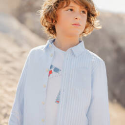Tartine et Chocolat-قميص أزرق مخطط أوكسفورد للأولاد | Childrensalon Outlet