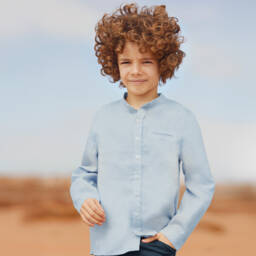 Tartine et Chocolat-قميص كتان بلون السماء للأولاد | Childrensalon Outlet