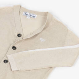 Tartine et Chocolat-Boys Soft Beige Linen Cardigan | Childrensalon Outlet