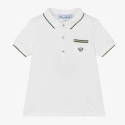 Tartine et Chocolat-Boys White Cotton Piqué Polo Shirt | Childrensalon Outlet