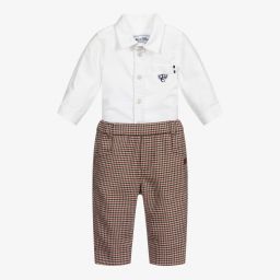 Tartine et Chocolat-طقم قميص قطن وبنطلون لون أبيض وأحمر للأولاد | Childrensalon Outlet