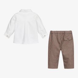 Tartine et Chocolat-طقم قميص قطن وبنطلون لون أبيض وأحمر للأولاد | Childrensalon Outlet