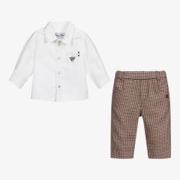 Tartine et Chocolat-طقم قميص قطن وبنطلون لون أبيض وأحمر للأولاد | Childrensalon Outlet